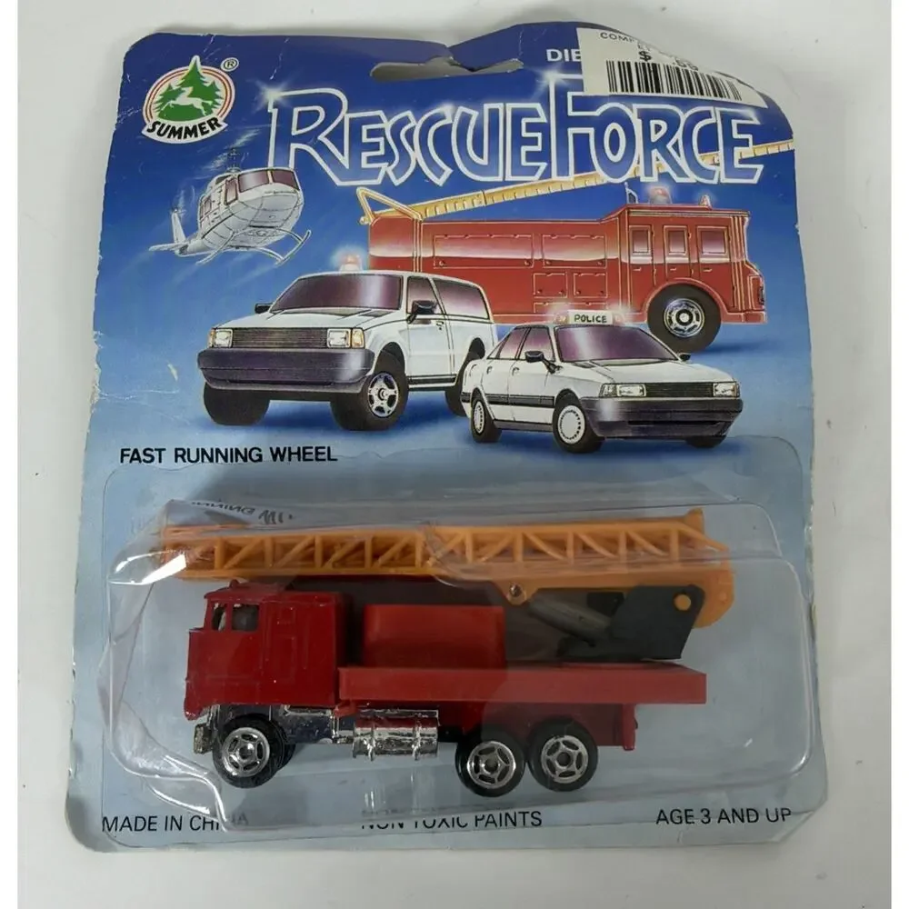 Lot of 4 Vtg Toy Cars Diecast & Plastic - Tank Rescue Tow Tractor